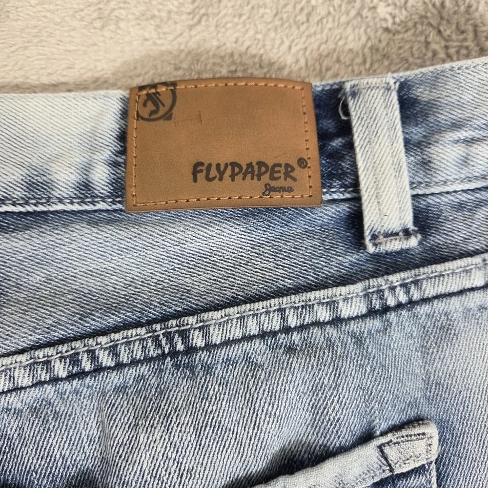 Flypaper Jeans Men's 40x32 Straight Fit Distressed‎ Embroidered Pockets Ripped